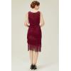 imageBABEYOND 1920s Flapper Dress Gatsby Fringed Dress Roaring 20sWine Red