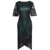 imageBABEYOND 1920s Flapper Dress Great Gatsby Fringed Sequins Dress for Prom PartyDark Green
