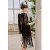 imageBABEYOND 1920s Flapper Dress Long Fringe Gatsby Dress Roaring 20s Sequin Beaded Dress Vintage Art Deco DressBlack With Black Sequins