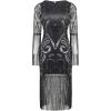 imageBABEYOND 1920s Flapper Dress Long Fringe Gatsby Dress Roaring 20s Sequin Beaded Dress Vintage Art Deco DressBlack With Black Sequins
