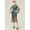 imageBABEYOND 1920s Flapper Dress Long Fringe Gatsby Dress Roaring 20s Sequin Beaded Dress Vintage Art Deco DressDark Green