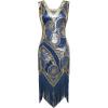 imageBABEYOND 1920s Flapper Dress Long Fringe Gatsby Dress Roaring 20s Sequin Beaded DressBlue