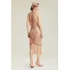 imageBABEYOND 1920s Flapper Dress Long Fringed Gatsby Dress Vintage Art Deco DressRosegold