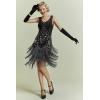imageBABEYOND 1920s Flapper Dress Roaring 20s Great Gatsby Costume Dress Fringed Embellished DressBlack  Silver