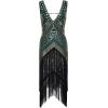 imageBABEYOND 1920s Flapper Dress V Neck Sequin Beaded Dress Roaring 20s Gatsby Fringe Party DressDark Green