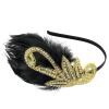 imageBABEYOND 1920s Flapper Headband Accessories Roaring 20s Feather Hair Band Vintage Gatsby Party Accessories SilverBlack Gold