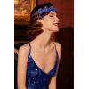 imageBABEYOND 1920s Flapper Headband Crystal Great Gatsby Headpiece Roaring 20s Flapper Gatsby Hair AccessoriesBlue