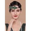 imageBABEYOND 1920s Flapper Headband Crystal Great Gatsby Headpiece Roaring 20s Flapper Gatsby Hair AccessoriesGreen