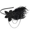 imageBABEYOND 1920s Flapper Headband Feather Beaded Headpiece Roaring 20s Great Gatsby Hair Accessory for Party BlackBlack