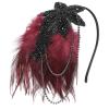 imageBABEYOND 1920s Flapper Headband Feather Beaded Headpiece Roaring 20s Great Gatsby Hair Accessory for Party BlackBlack Red