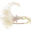 imageBABEYOND 1920s Flapper Headband Peacock Feather Headpiece Gatsby Accessories for Women Sequined Showgirl HeadpieceBeige