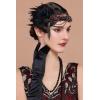 imageBABEYOND 1920s Flapper Headband Roaring 20s Gatsby Headpiece Black Feather Headband 1920s Flapper Hair Accessories GoldWine Red