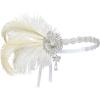 imageBABEYOND 1920s Flapper Headband Vintage Wedding Feather Headpiece 20s Great Gatsby Hair Accessories with PearlWhite