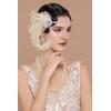 imageBABEYOND 1920s Flapper Peacock Feather Headband Roaring 20s Beaded Headpiece 1920s Great Gatsby Costume Hair AccessoriesBlue ampamp GreenBeige
