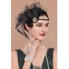 imageBABEYOND 1920s Flapper Peacock Feather Headband Roaring 20s Beaded Headpiece 1920s Great Gatsby Costume Hair AccessoriesBlue ampamp GreenBlack  Green