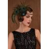 imageBABEYOND 1920s Flapper Peacock Feather Headband Roaring 20s Beaded Headpiece 1920s Great Gatsby Costume Hair AccessoriesBlue ampamp GreenGreen