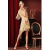 imageBABEYOND 1920s Gatsby Flapper Dress  Long Fringe Sequins ampamp Beaded Art Deco DesignApricot