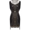 imageBABEYOND 1920s Gatsby Flapper Dress  Long Fringe Sequins ampamp Beaded Art Deco DesignBlack Gold