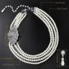 imageBABEYOND 1920s Gatsby Pearl Necklace Vintage Bridal Pearl Necklace Earrings Jewelry Set Multilayer Imitation Pearl Necklace with BroochStyle 2