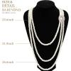 imageBABEYOND 1920s Gatsby Pearl Necklace Vintage Bridal Pearl Necklace Earrings Jewelry Set Multilayer Imitation Pearl Necklace with BroochStyle 3White