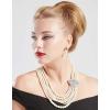 imageBABEYOND 1920s Gatsby Pearl Necklace Vintage Bridal Pearl Necklace Earrings Jewelry Set Multilayer Imitation Pearl Necklace with BroochStyle 5