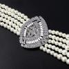 imageBABEYOND 1920s Gatsby Pearl Necklace Vintage Bridal Pearl Necklace Earrings Jewelry Set Multilayer Imitation Pearl Necklace with BroochStyle 5