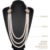 imageBABEYOND 1920s Gatsby Pearl Necklace Vintage Bridal Pearl Necklace Earrings Jewelry Set Multilayer Imitation Pearl Necklace with BroochStyle2Rose Gold
