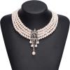 imageBABEYOND 1920s Gatsby Pearl Necklace Vintage Bridal Pearl Necklace Earrings Jewelry Set Multilayer Imitation Pearl Necklace with BroochStyle8Rose Gold