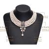 imageBABEYOND 1920s Gatsby Pearl Necklace Vintage Bridal Pearl Necklace Earrings Jewelry Set Multilayer Imitation Pearl Necklace with BroochStyle8Rose Gold