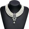 imageBABEYOND 1920s Gatsby Pearl Necklace Vintage Bridal Pearl Necklace Earrings Jewelry Set Multilayer Imitation Pearl Necklace with BroochStyle8White