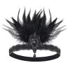 imageBABEYOND 1920s Headpiece Flapper Headband  Roaring 20s Crystal Showgirl Hair Band Gatsby Headband with FeatherBlack