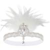 imageBABEYOND 1920s Headpiece Flapper Headband  Roaring 20s Crystal Showgirl Hair Band Gatsby Headband with FeatherWhite