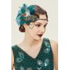 imageBABEYOND 1920s Headpiece Flapper Headband  Roaring 20s Sequined Showgirl Hair Band with FeatherDark Green