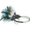 imageBABEYOND 1920s Headpiece Flapper Headband  Roaring 20s Sequined Showgirl Hair Band with FeatherDark Green