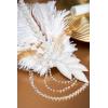 imageBABEYOND 1920s Headpiece Flapper Headband  Roaring 20s Sequined Showgirl Hair Band with FeatherWhite