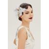 imageBABEYOND 1920s Headpiece Flapper Headband  Roaring 20s Sequined Showgirl Hair Band with FeatherWhite