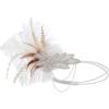 imageBABEYOND 1920s Headpiece Flapper Headband  Roaring 20s Sequined Showgirl Hair Band with FeatherWhite