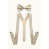 imageBABEYOND 1920s Mens Gatsby Gangster Accessories Set Panama Hat Suspender Bow TieBeige Set