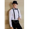 imageBABEYOND 1920s Mens Gatsby Gangster Accessories Set Panama Hat Suspender Bow TieBlack Set