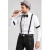 imageBABEYOND 1920s Mens Gatsby Gangster Accessories Set Panama Hat Suspender Bow TieGray Set
