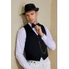 imageBABEYOND 1920s Mens Gatsby Gangster Vest Costume Accessories Set Fedora HatBlack