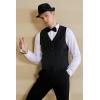 imageBABEYOND 1920s Mens Gatsby Gangster Vest Costume Accessories Set Fedora HatYblack Stripe