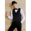 imageBABEYOND 1920s Mens Gatsby Gangster Vest Costume Accessories Set Fedora HatZblack Stripe