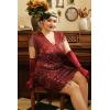 imageBABEYOND 1920s Plus Size Flapper Dress Long Fringed Gatsby Dress Plus Sequins Beaded Vintage DressWine Red
