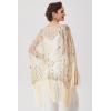 imageBABEYOND 1920s Sequin Beaded Shawl Wraps Fringed Evening Cape Scarf for WeddingBeige
