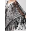 imageBABEYOND 1920s Sequin Beaded Shawl Wraps Fringed Evening Cape Scarf for WeddingBlack With Black Sequins