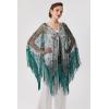 imageBABEYOND 1920s Sequin Beaded Shawl Wraps Fringed Evening Cape Scarf for WeddingGreen