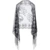imageBABEYOND 1920s Sequined Shawl Wraps for Women Fringed Evening Cape Wedding Bridal Shawl Scarf for Evening Dresses PartyBlack Silver