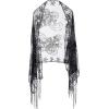 imageBABEYOND 1920s Sequined Shawl Wraps for Women Fringed Evening Cape Wedding Bridal Shawl Scarf for Evening Dresses PartyZblack