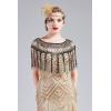 imageBABEYOND 1920s Shawl Wraps Gatsby Beaded Evening Cape Bridal Shawl Bolero Flapper Cover UpBlack Silver
